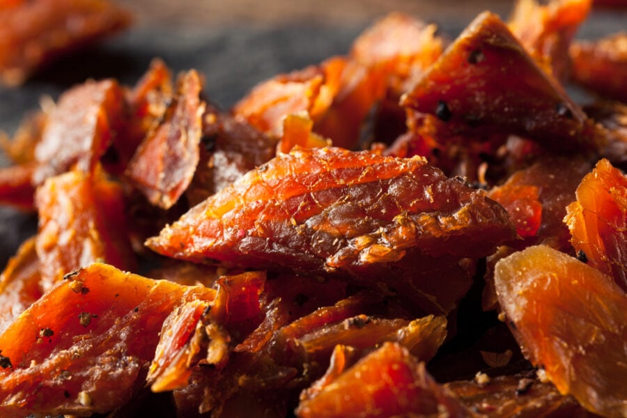 Making salmon jerky for dogs